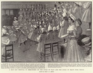 Een Meidagfestival in Bermondsey door het Gilde van Spel en het Gilde van Dappere Arme Dingen door Percy F.S. Spence